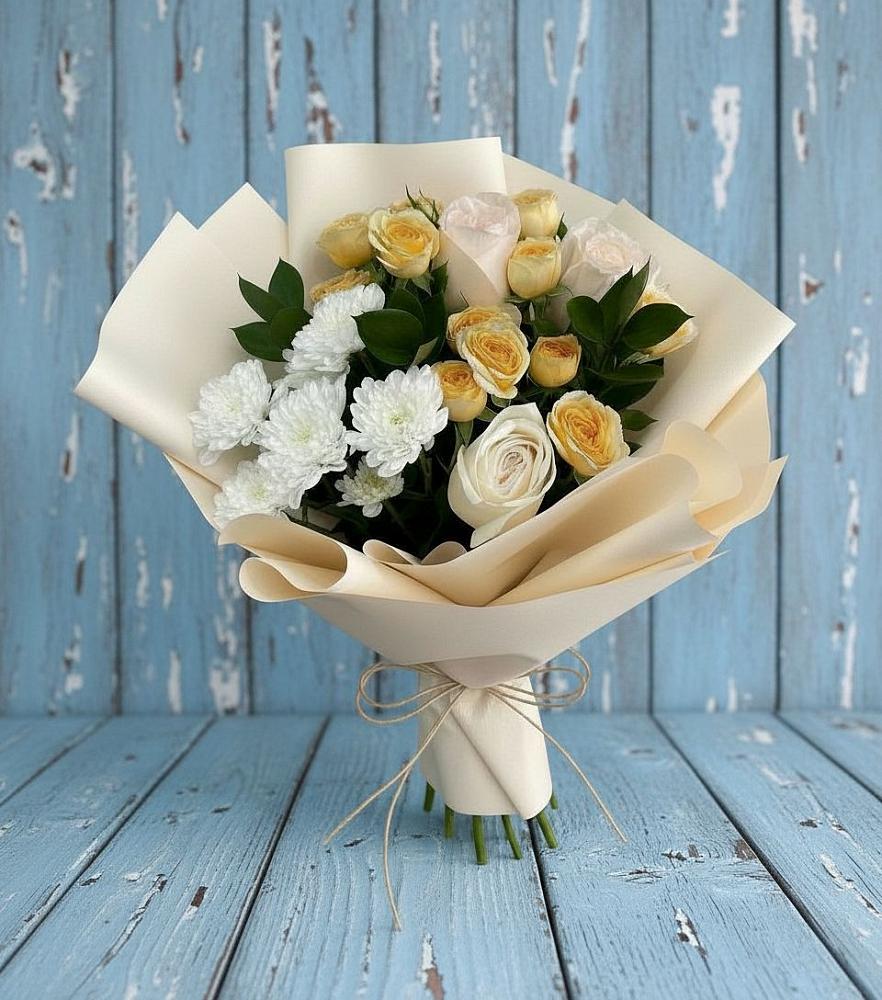 Букет цветов из: Розы и Хризантемы в Кузоватово
