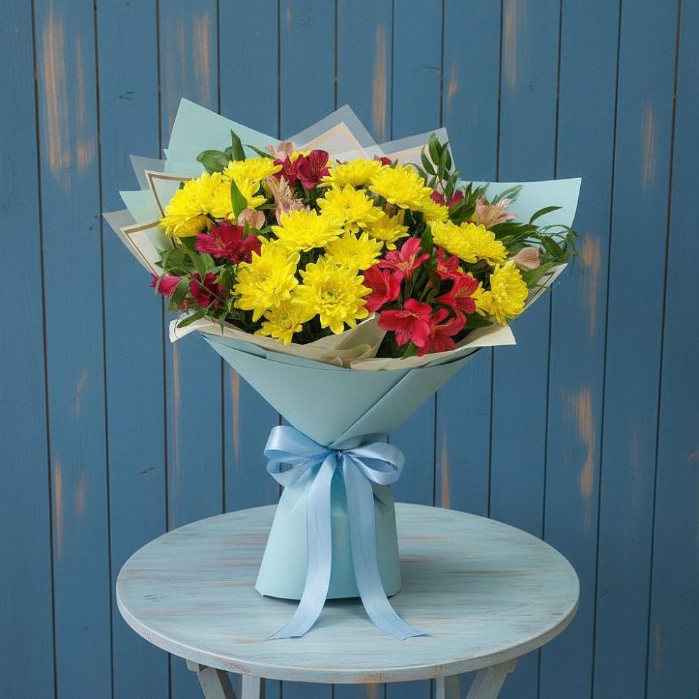 Букет цветов из: Альстромерии и Хризантемы в Кузоватово