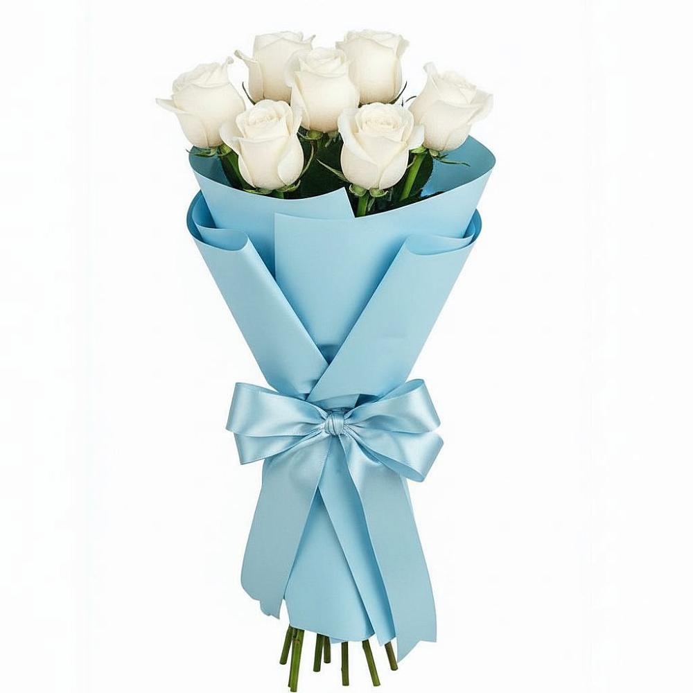 Букет 7 белых роз Проуд в Кузоватово