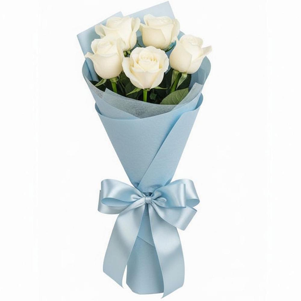 Букет 5 Белых роз Проуд в Кузоватово