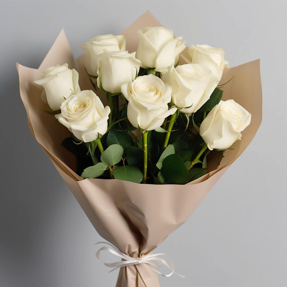 Букет 9 Белых роз Эдлесс Лав в Кузоватово