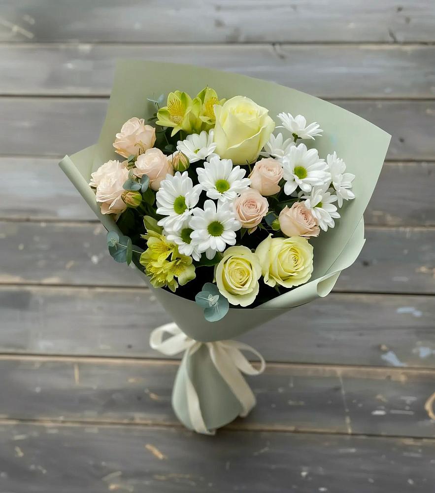 Букет цветов из: Альстромерии, Розы и Хризантемы в Кузоватово
