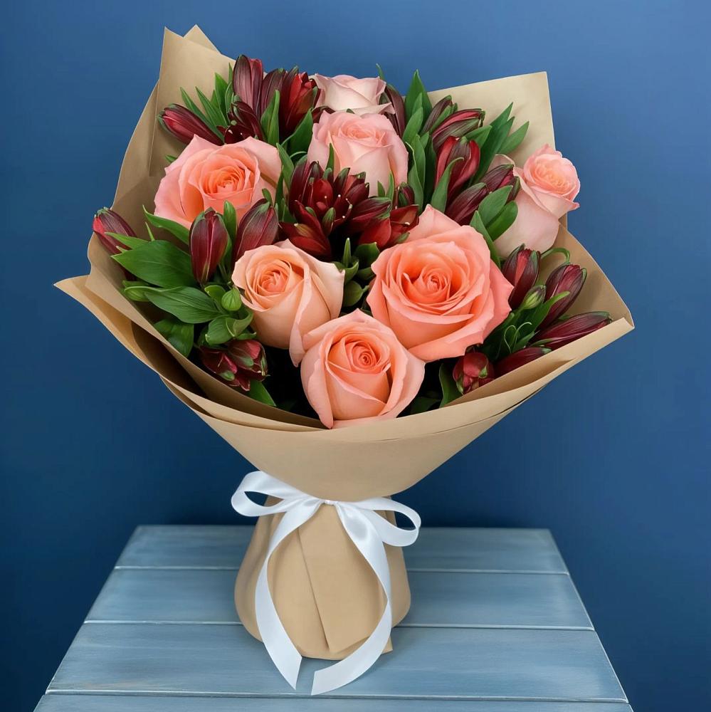 Букет цветов из: Розы и Альстромерии в Кузоватово