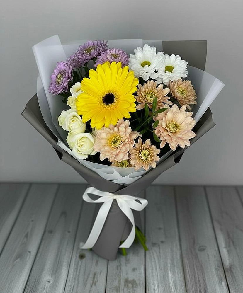 Букет цветов из: Розы, Герберы и Хризантемы в Кузоватово