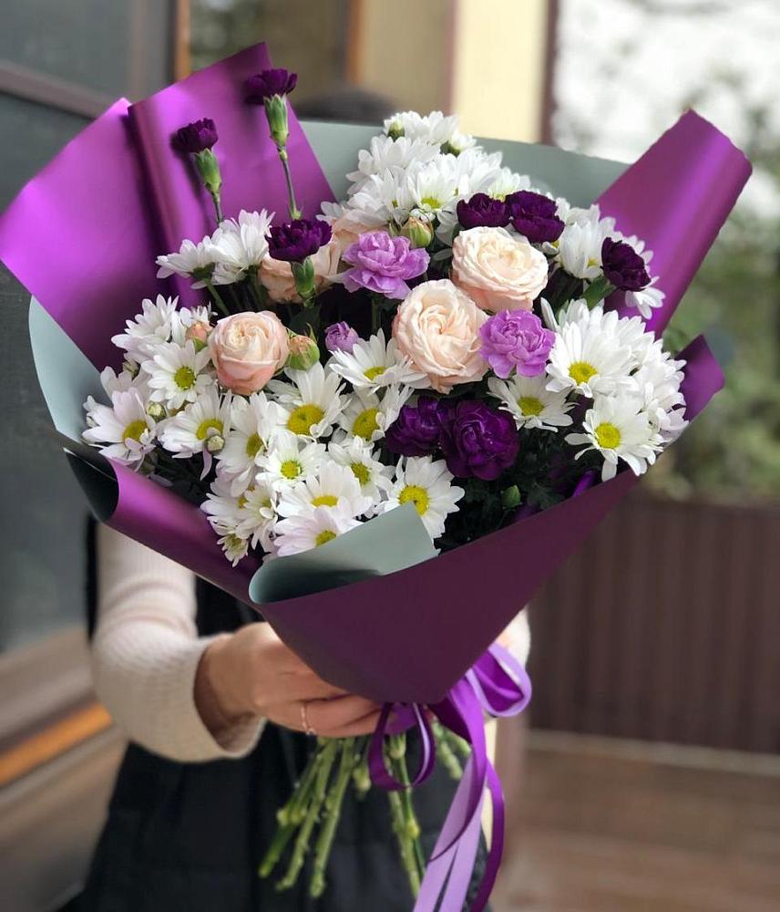 Букет цветов из: Хризантемы, Гвоздики и Розы в Кузоватово