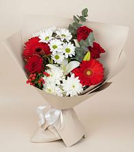 Букет цветов из:  Розы, Хризантемы, Герберы и Лилии в Кузоватово