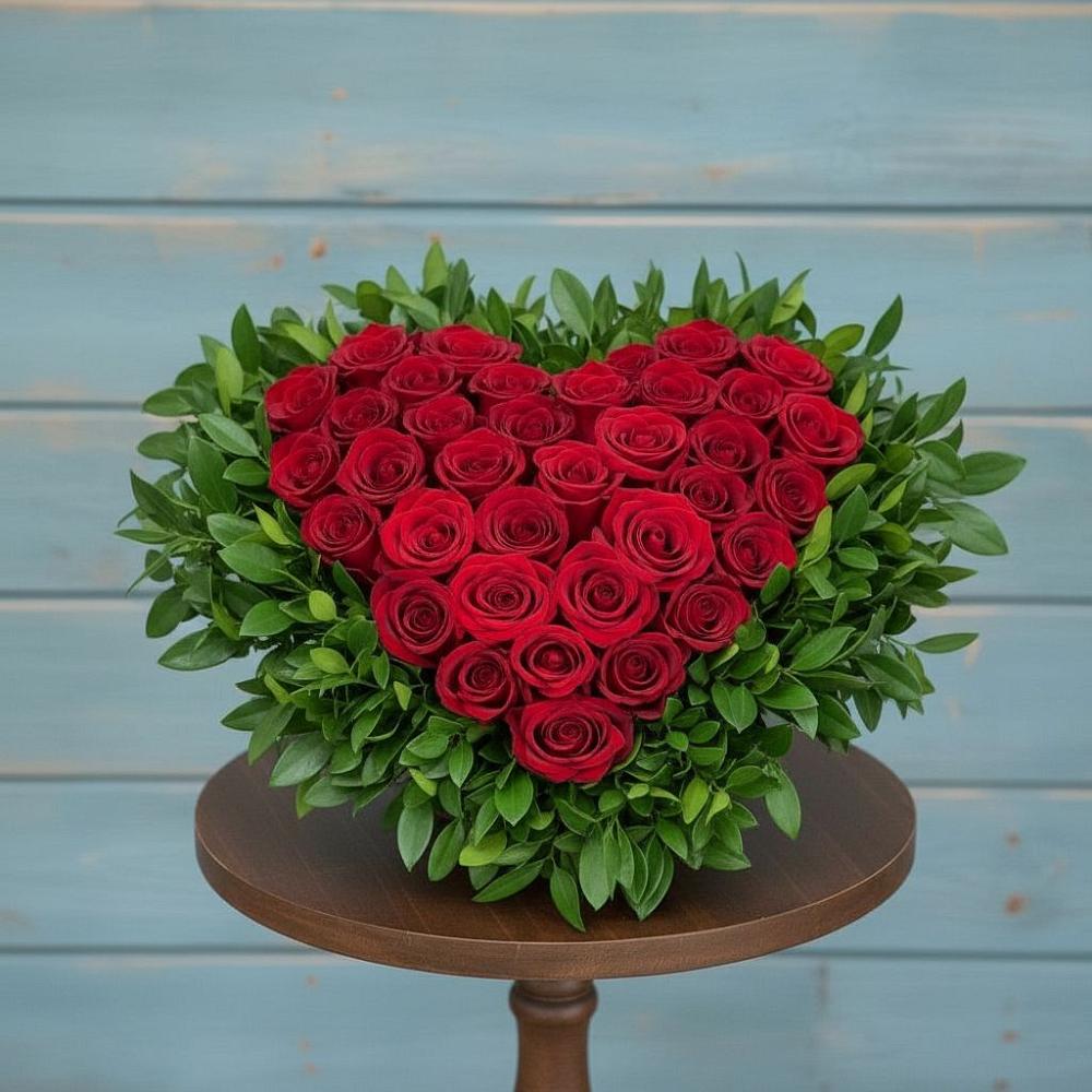 Цветочная композиция из Розы в виде сердца в Кузоватово