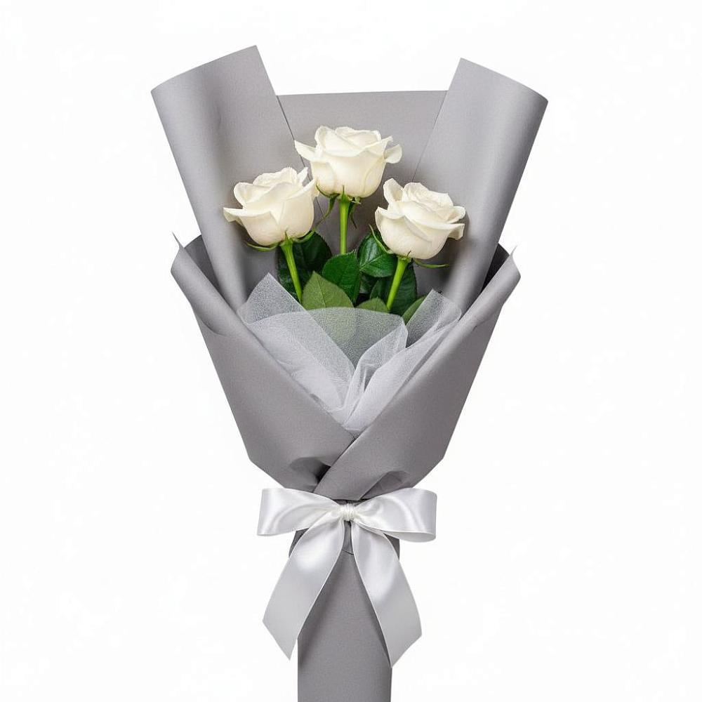 Букет 3 белые розы в Кузоватово