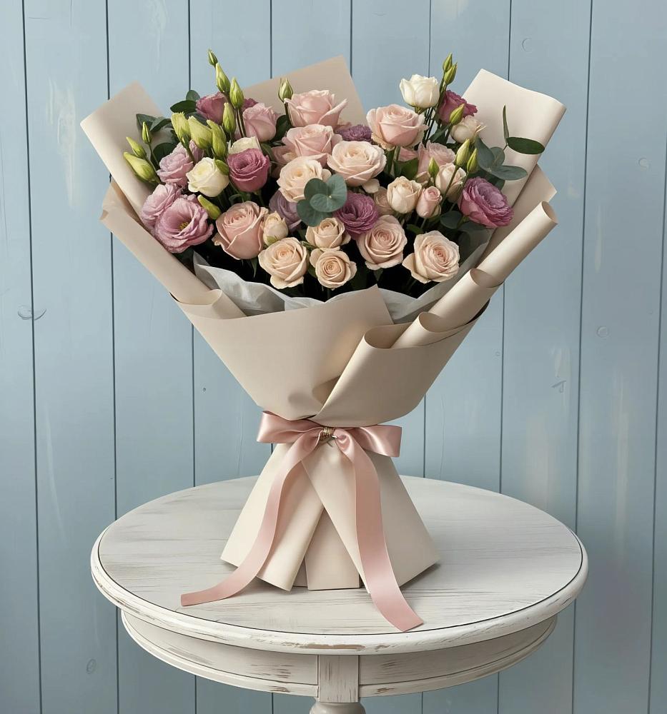 Букет цветов из: Розы и Лизиантусы в Кузоватово