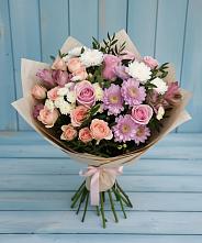 Букет цветов из:  Хризантемы, Розы и Альстромерии в Кузоватово