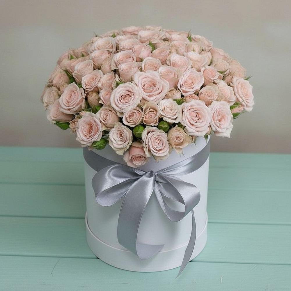 Цветочная композиция из Розы в шляпной коробке в Кузоватово